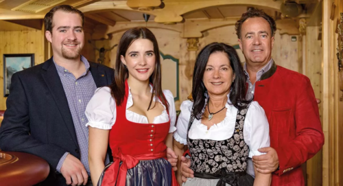 Relais & Châteaux Spa Hotel Jagdhof - Host Family - Pfurtscheller. Alban Pfurtscheller, Saskia Pfurtscheller, Christina Pfurtscheller, Armin Pfurtscheller (from left to right)